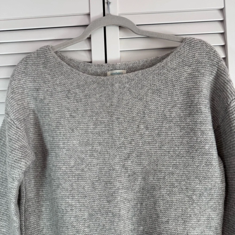 Sundance Wool Alpaca Blend Bell Sleeve Crew Neck Gray Sweater Size Medium